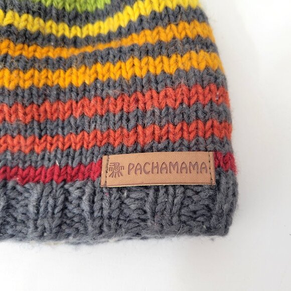 Pachamama Striped Knit Wool Hat with PomPom - Picture 2 of 6